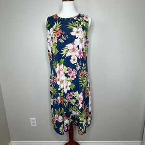 J. JILL Sleeveless Shift Dress SM Floral Knee Length Resortwear Tropical‎